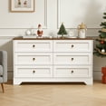 thumbnail image 1 of 6 Drawers Dresser for Bedroom, 52" White Wood Chest of Drawers with Metal Vintage Handle, Farmhouse Storage Dressers Organizer TV Stand for Living Room, Hallway, 1 of 8