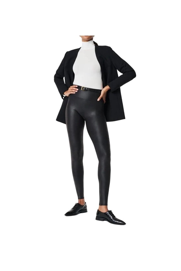 Women's Black Faux Leather Leggings L NWT