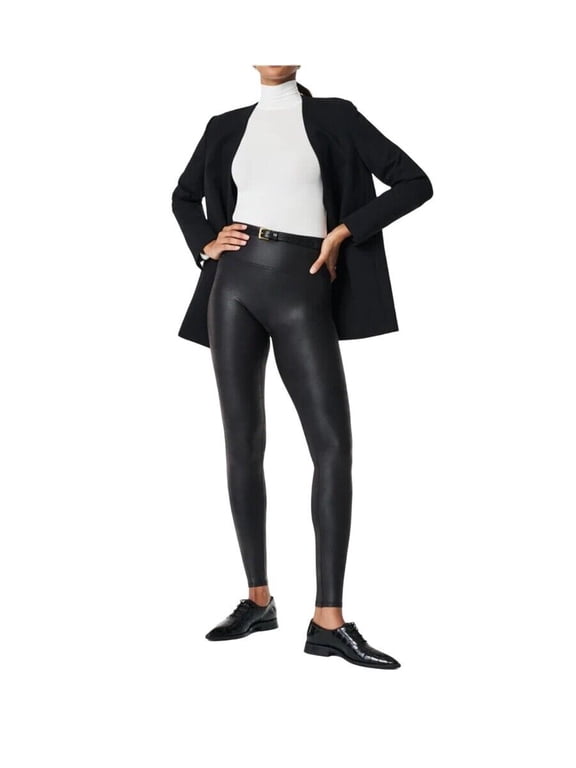 Faux Leather Leggings - 2437Q (Black, XL)