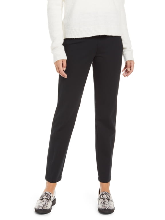 Women's Black Ponte Straight Leg Stretch Pull on Pants Classic Black M