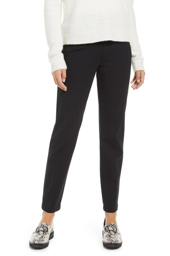 Women's Black Ponte Straight Leg Stretch Pull on Pants Classic Black XL