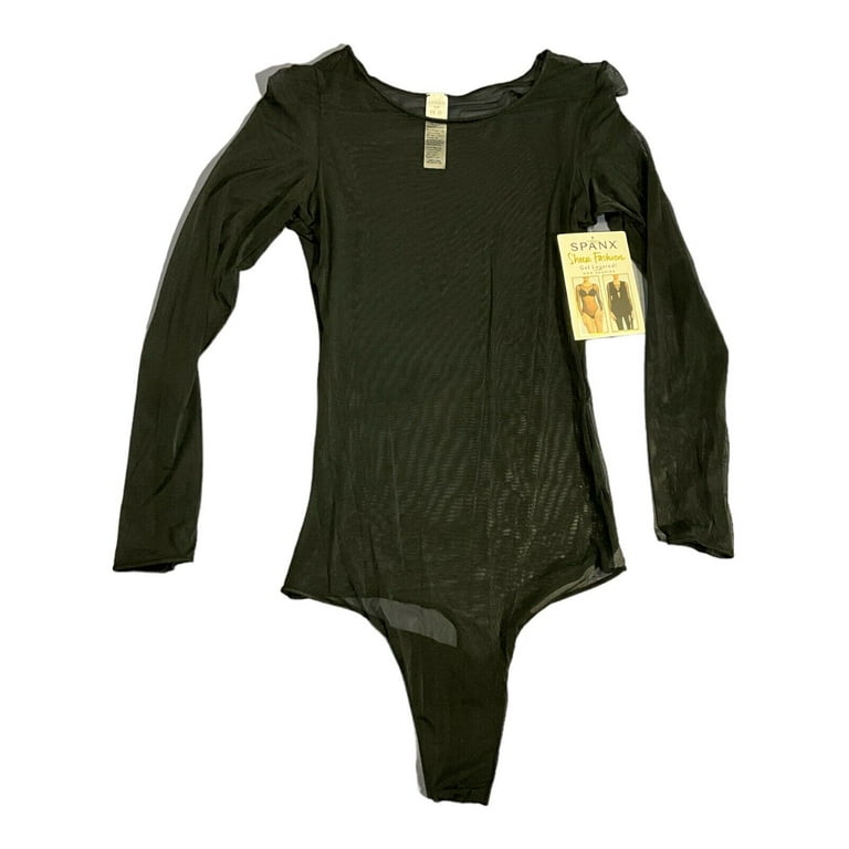Spanx Women's Sheer Mesh Thong Bodysuit - Black (20119) (2X) 