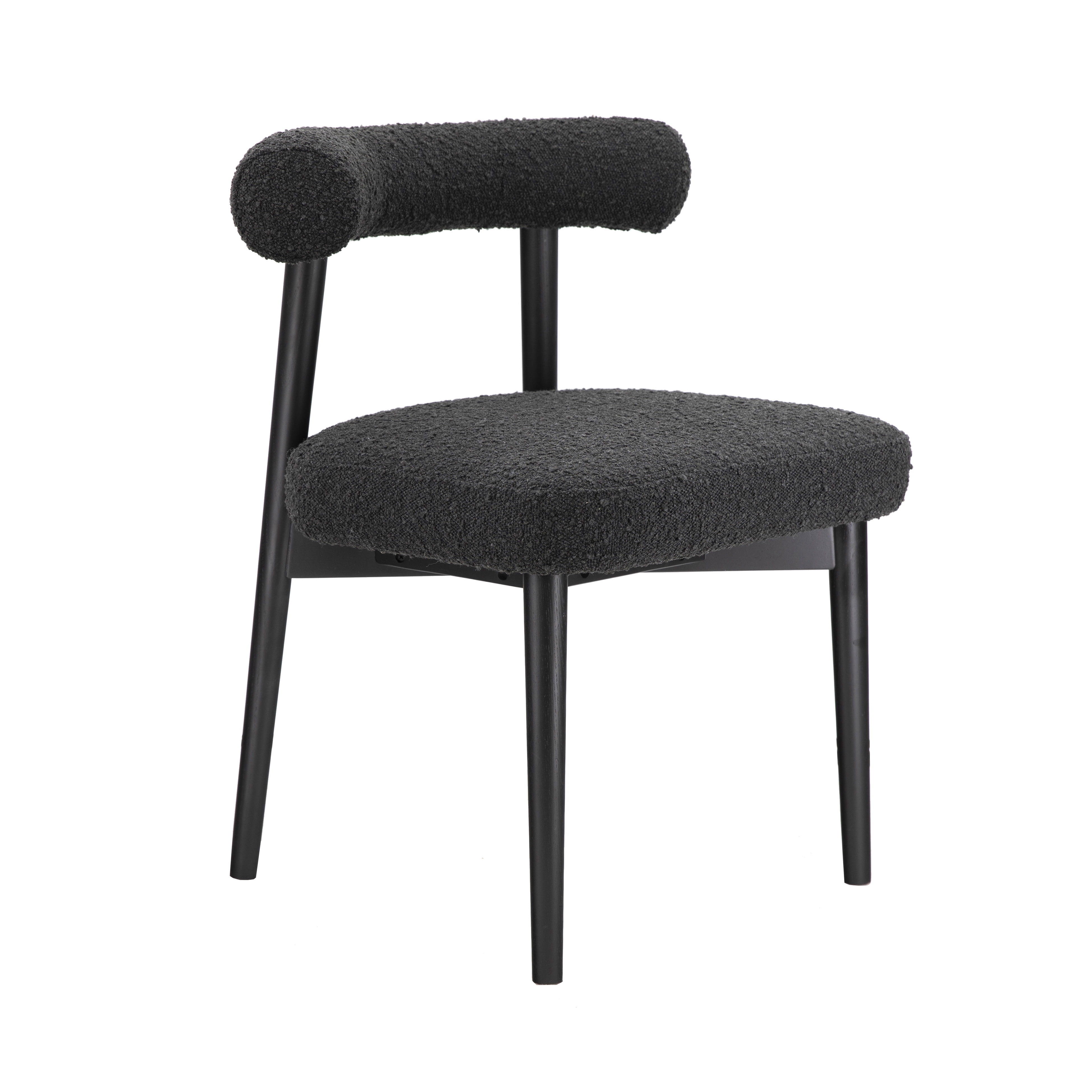 Spara Black Boucle Upholstered Wood Side Chair 23"W x 20.8"D x 28.4"H