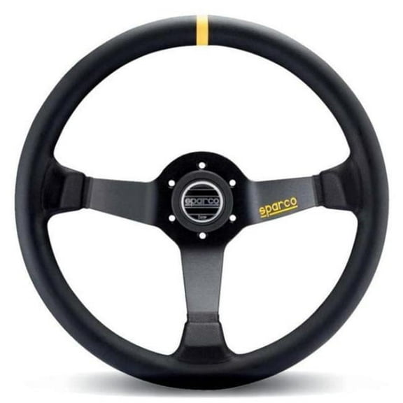 Sparco 015R345MLN 345 mm Leather Steering Wheel, Black