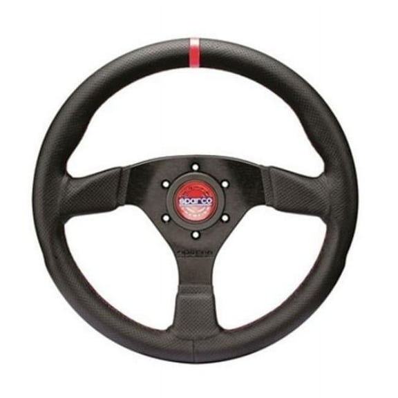 Sparco 015R383PLUNNR R383 Champion Black Leather & Black Stitching Steering Wheel