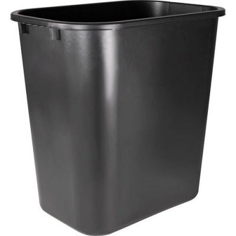 Black Rectangular Plastic Office Wastebasket 15"