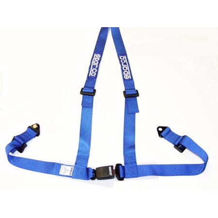 Sparco 04608BV1AZ Racing Street 3 Point Bolt-In 2" Seat Belt Harness (Blue)