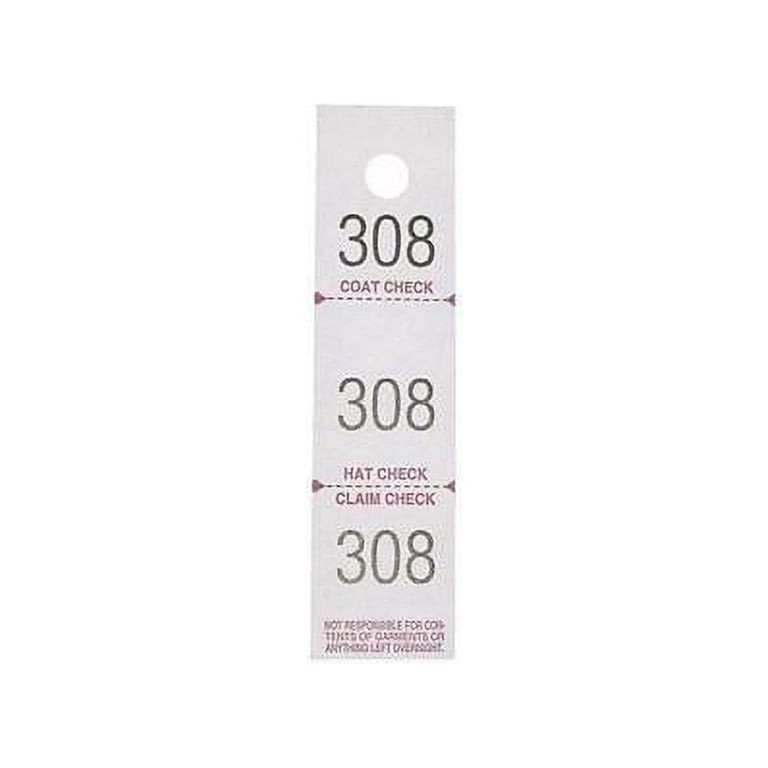 Sparco 3-Part Coat Check Tickets - 500 / Pack - White Sparco 3-Part Coat Check Tickets - 500 / Pack - White