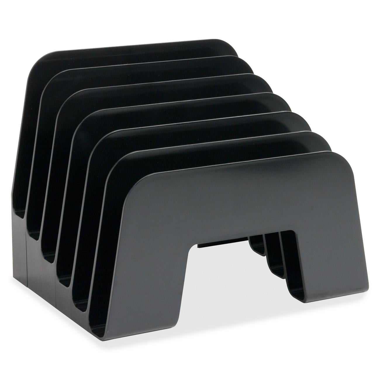 Black Plastic 6-Compartment Incline Desk Sorter