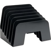 Business Source, 6-slot Inclined Desk Step Sorter, 1 Each, Black