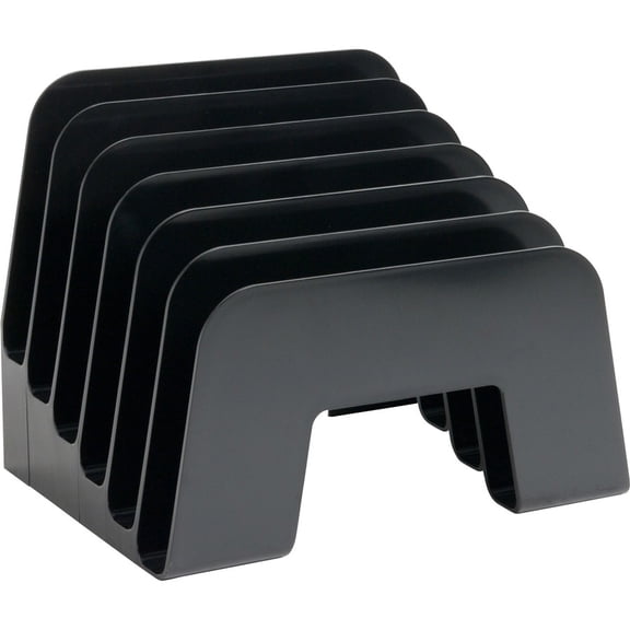 Business Source, 6-slot Inclined Desk Step Sorter, 1 Each, Black