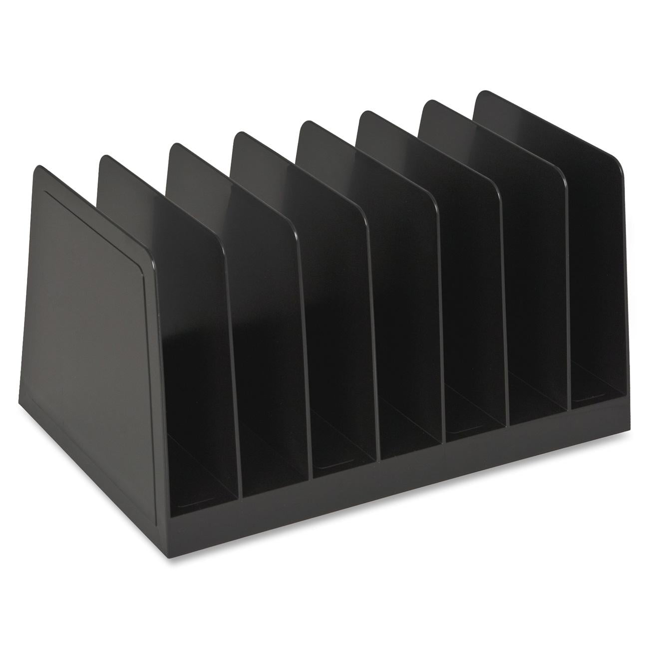 Black 7-Compartment Plastic Desk Sorter