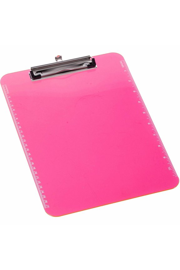 Sparco 9" x 12" Low-Profile Plastic Clipboard, Neon Pink