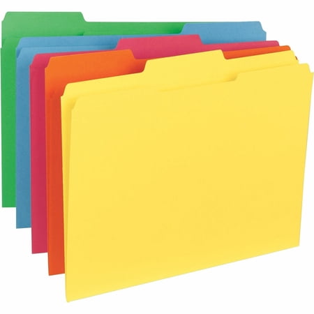 Business Source, BSN21274, 1/3-Cut Tab Colored File Folders, 100 / Box, Blue,Green,Red,Orange,Yellow