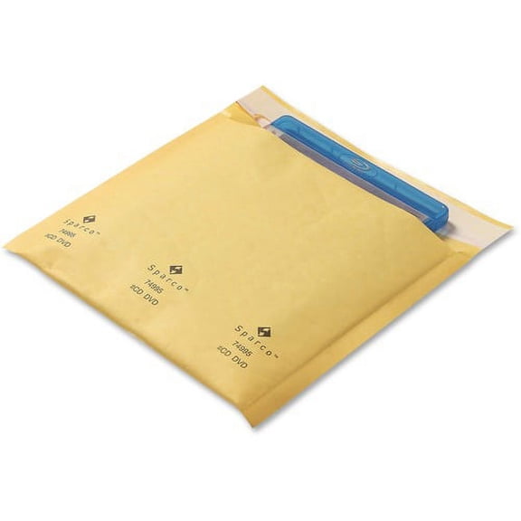 Sparco CD/DVD Cushioned Mailers - Multipurpose - 7 1/4" Width x 8" Length - Self-sealing - Kraft - 25 / Pack - Gold | Bundle of 10 Packs