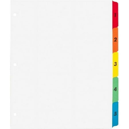 Business Source, BSN21900, Table of Content Quick Index Dividers, 5 / Set