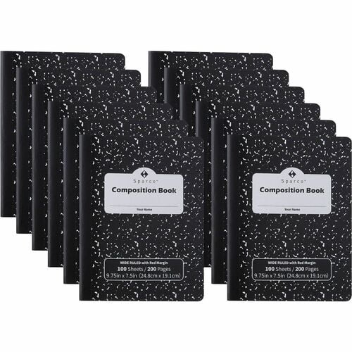 Sparco Composition Notebook, Letter, Black Cover (334) | 2 Packs (24 Total)