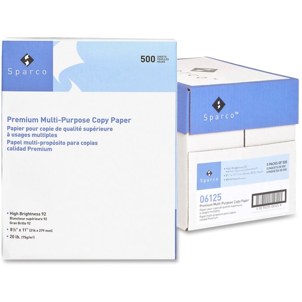 Sparco Copy Paper - 92 Brightness - Letter - 8 1/2 Sparco Copy Paper - 92 Brightness - Letter - 8 1/2