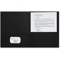 Sparco Letter Pocket Folder - 8 1/2" x 11" - 2 Internal Pocket(s) - Leatherette Paper - Black - 25 / Box | Bundle of 2 Boxes