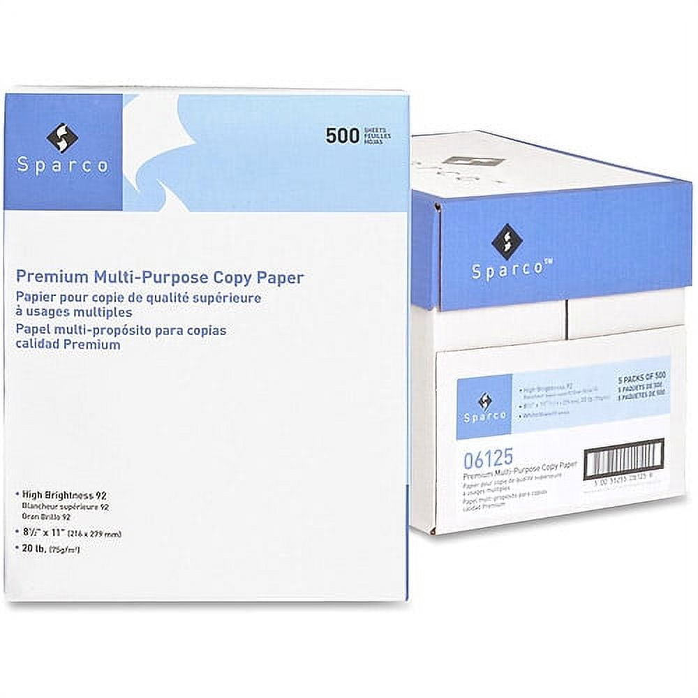 Sparco Lettersize Copy Paper, 20lb, 92 Bright, 2,500 Sheets / 5 Reams