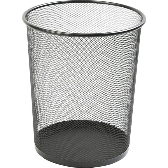 Lorell, LLR52770, Black Steel Mesh Round Waste Bin, 1 Each, Black