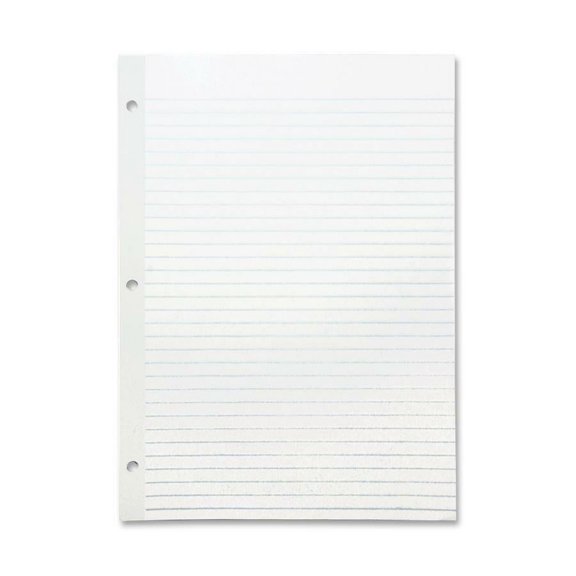 Sparco Mylar Reinforced Filler Paper - Letter - 100 Sheets - Wide Ruled - 20 lb Basis Weight - 8 1/2" x 11" - White Paper - Subject, Reinforced Edges | Bundle of 2 Packs