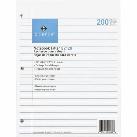 Sparco, SPR82120, Notebook Filler Paper - Letter, 200 / Pack