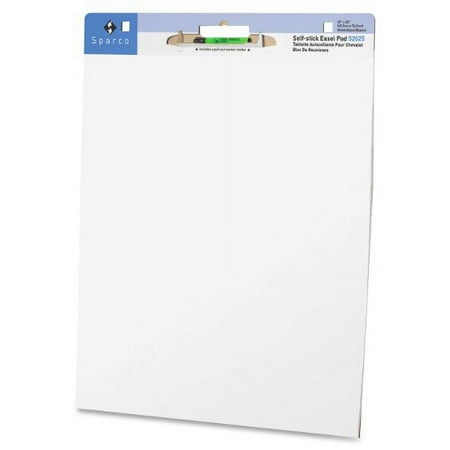 Sparco Plain Self-stick Easel Pad - 30 Sheet - 20 Lb - Unruled - 2 / Carton - White Paper (SPR52625)