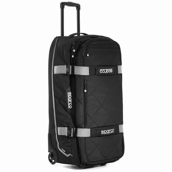 Sparco SCO016437NRSI 84 x 40 x 38 in. Roller Wheels Zipper Closure Retractable Handle Sparco Logo Gear Bag, Red Straps & Silver