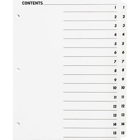 Business Source, BSN05857, Table of Content Quick Index Dividers, 15 / Set