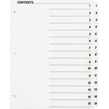 Business Source, BSN05857, Table of Content Quick Index Dividers, 15 / Set