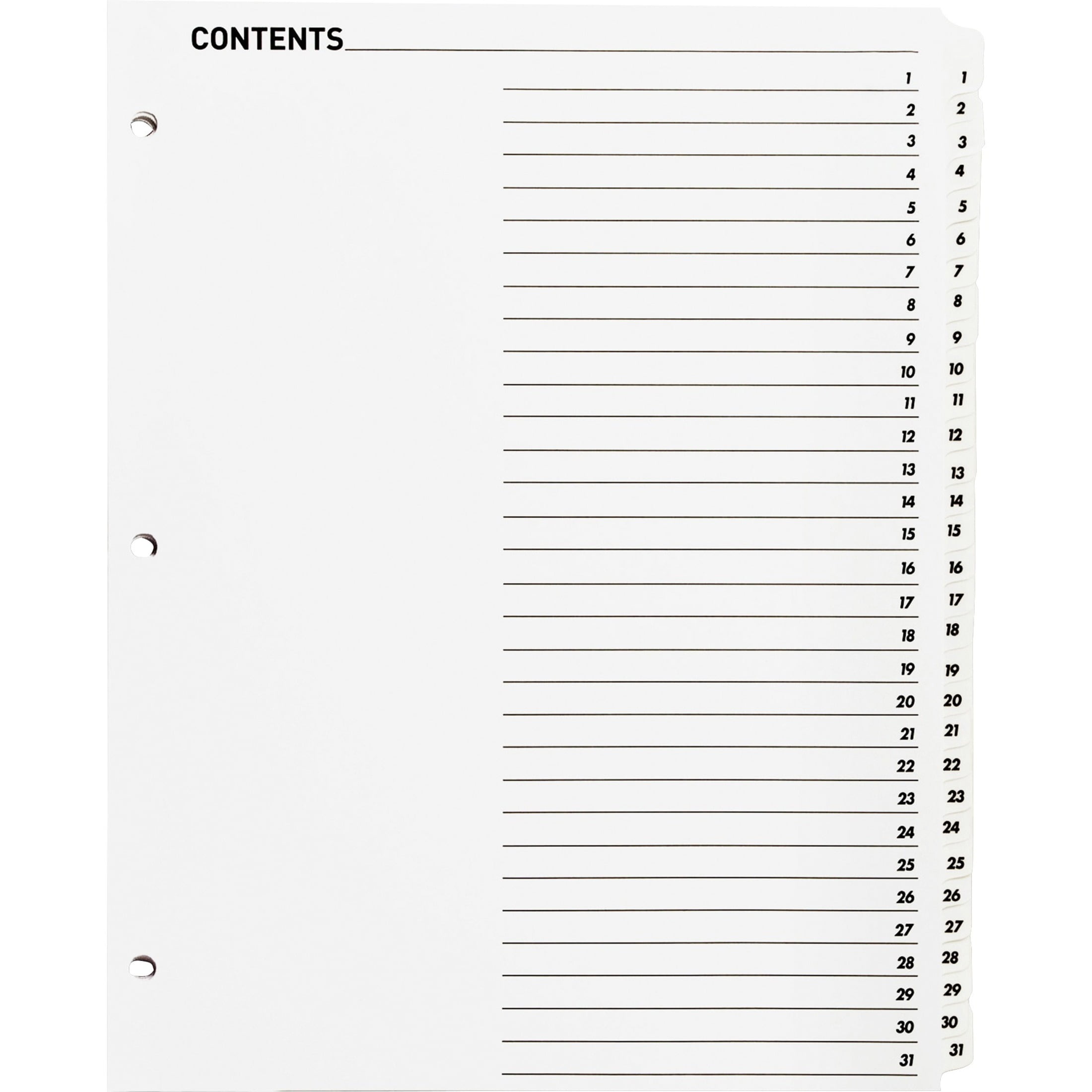 2 Sets Daily Index Card Dividers with UV Laminated Tabs, Numbers 1-31, 3.5  x 5 in.