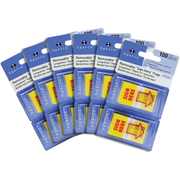 Sparco Pop-up Sign Here Flags in Dispenser - 1 Sparco Pop-up Sign Here Flags in Dispenser - 1