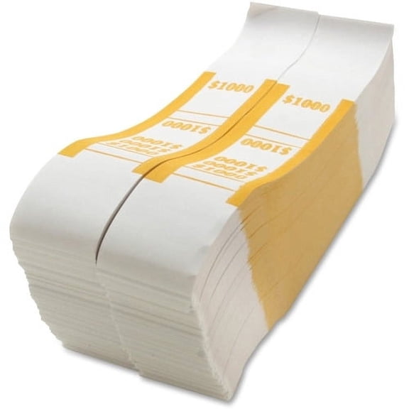 Sparco, SPRBS1000WK, White Kraft ABA Bill Straps, 1000 / Pack, Yellow