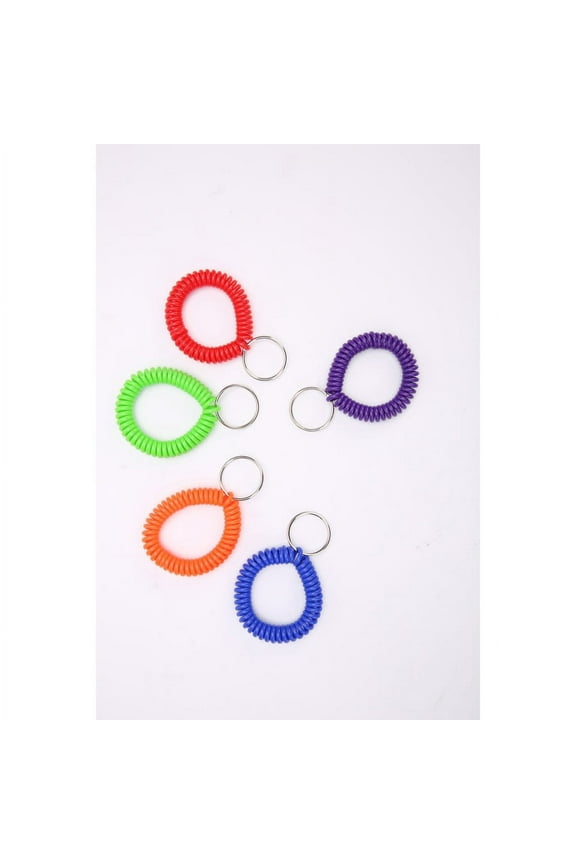 Split Ring Wrist Coil Key Holders - 2.1" x 2.1" x 2.4" - 10 / Pack - Assorted