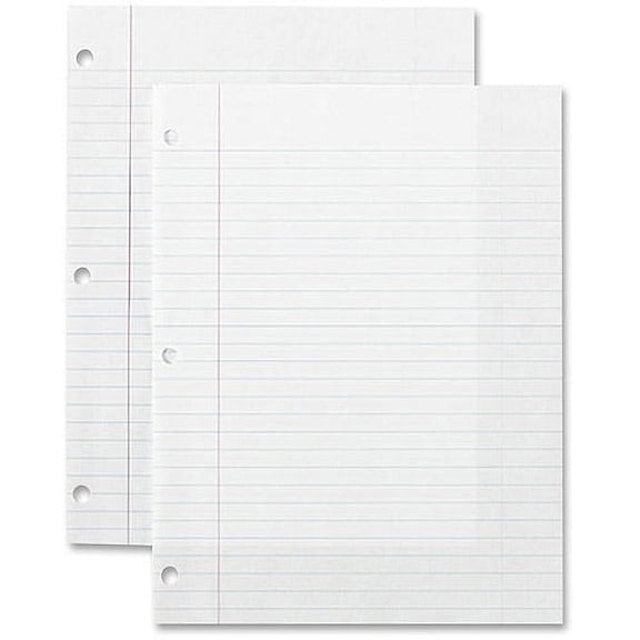 Sparco Standard White 3HP Filler Paper - 150 Sheets - Wide Ruled - Ruled Red Margin - 16 lb Basis Weight - 8" x 10 1/2" - White Paper - Bleed-free - 150 / Pack | Bundle of 5