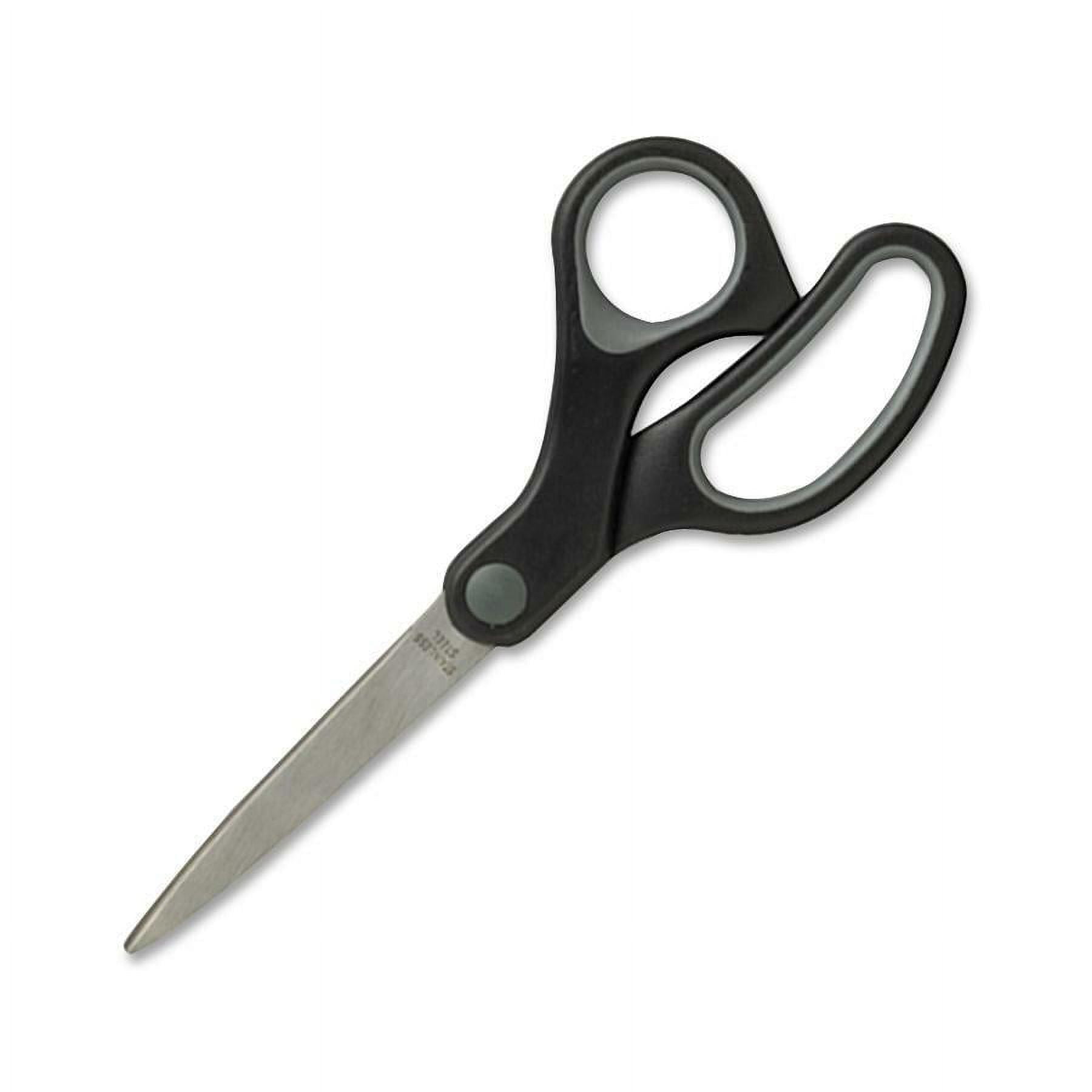 Sparco Straight Rubber Handle Scissors - 7" Overall Length - Straight - Stainless Steel - Pointed Tip - Black, Gray - 1 Each | Bundle of 2 Each