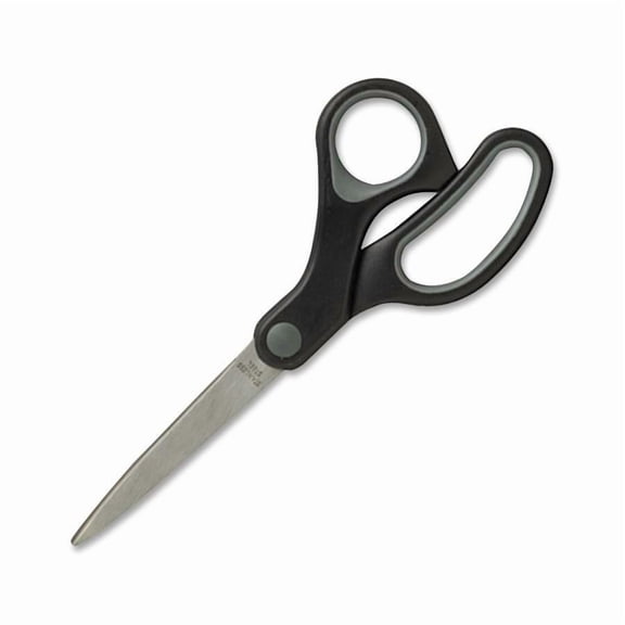 Sparco Straight Rubber Handle Scissors - 7" Overall Length - Straight - Stainless Steel - Pointed Tip - Black, Gray - 1 Each | Bundle of 5 Each