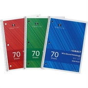 Sparco Wide Ruled Wire-bound Notebook Wire Bound - 3 Holes - 0.3 x 810.5 - Stiff-cover, Stiff-back, Perforated - 3 / Pack