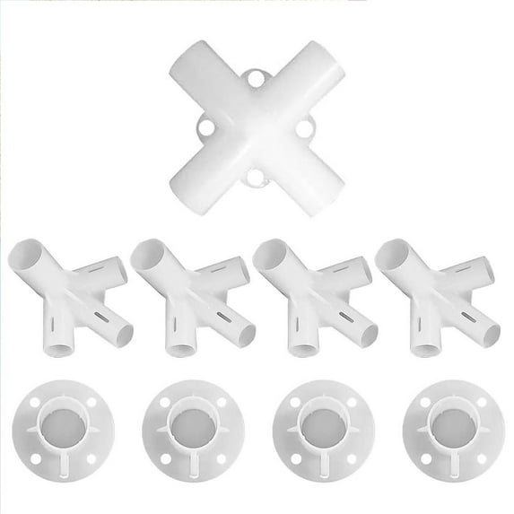 Outdoor Camping Tent Parts Connector Set for 3x3m Gazebo Awning - Corner, Center, Base Replacements (White PP Plastic)