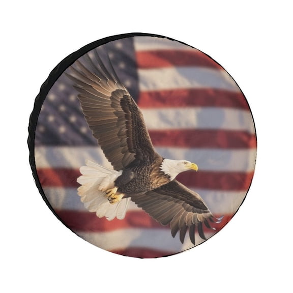 Spare Tire Cover 12 Inch American Eagle USA Flag Wheel Protectors Tyre Covers Weatherproof Wheel Covers USA Patriotic 4th of July Independence Memorial Day for Trailer SUV Truck