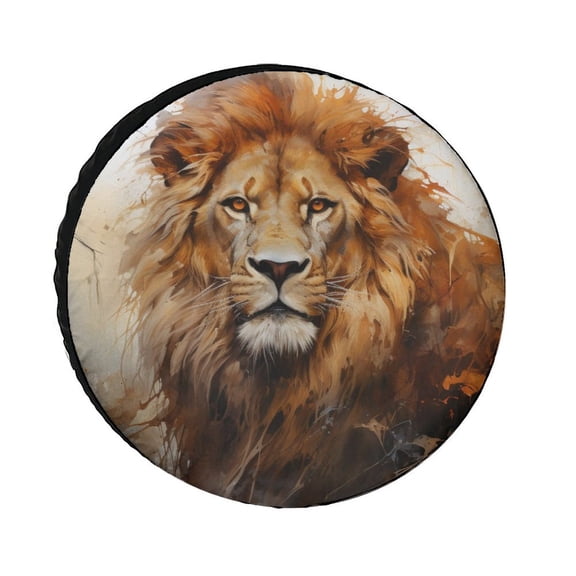 Spare Tire Cover 12inch Artistic Lion Face Wheel Tire Covers for Travel Trailers Protectors Weatherproof Dust-Proof Wild King Animal Fit for SUV Truck Travel Trailer