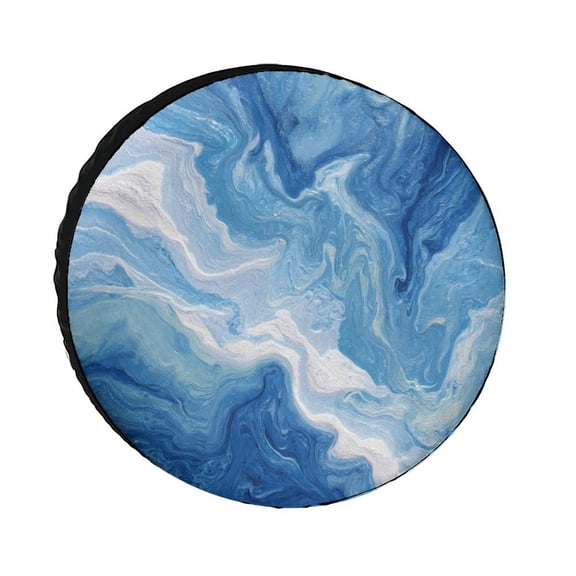 Spare Tire Cover 12inch Blue Marble Wheel Protectors Weatherproof Modern Abstract Marble Texture Decorative for Fit for SUV Truck Travel Trailer