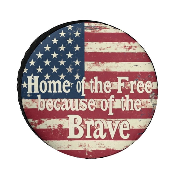 Spare Tire Cover 12inch Home of Free Because of The Brave Weatherproof Universal Wheel Protectors Happy Independence Day Universal Fit for Trailer SUV Truck Camper Travel Trailers