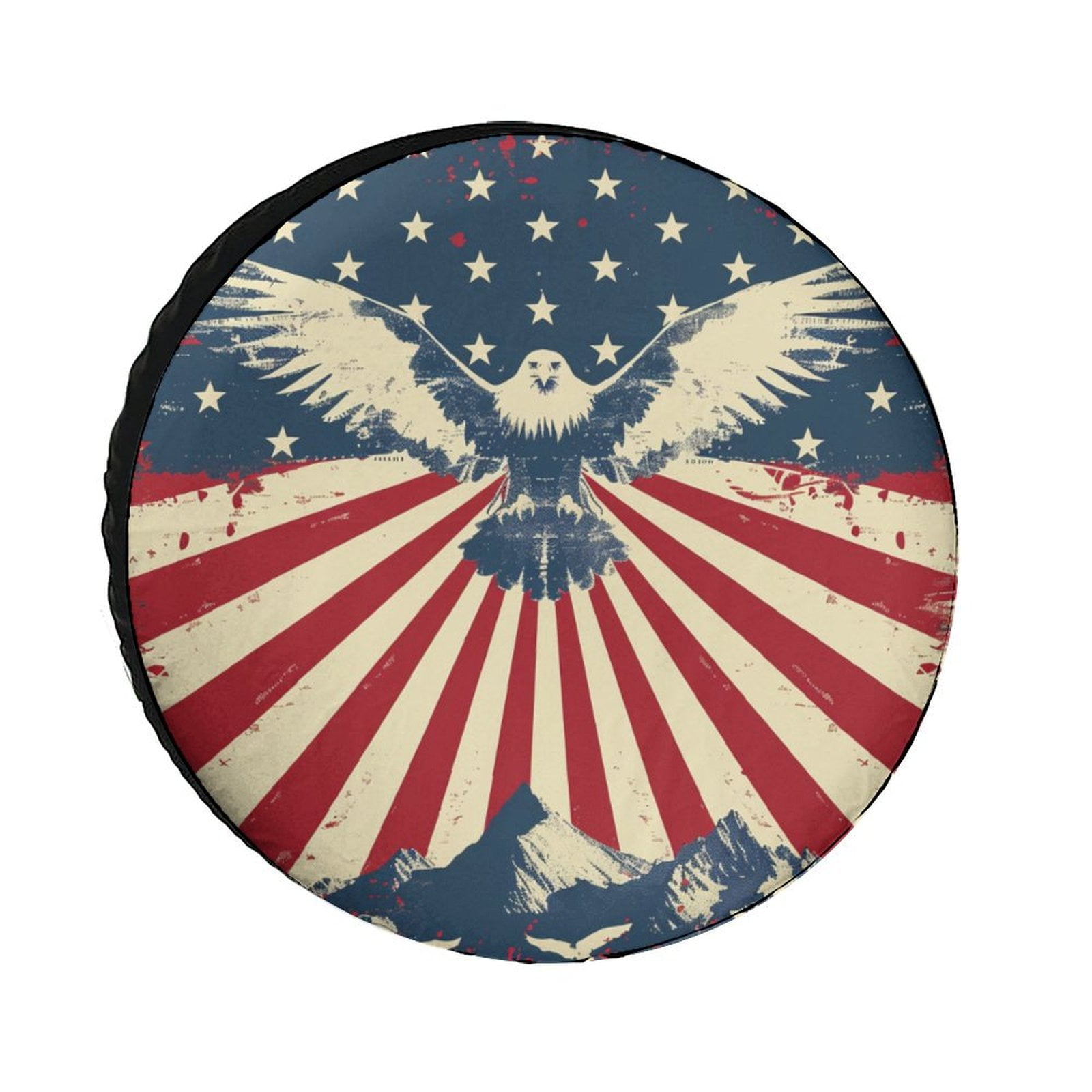 Fly Eagle American Flag Spare Tire Cover - 15 Inch, Polyester Dust-Proof Wheel Protector For Jeep, SUV, Truck, RV, Trailer
