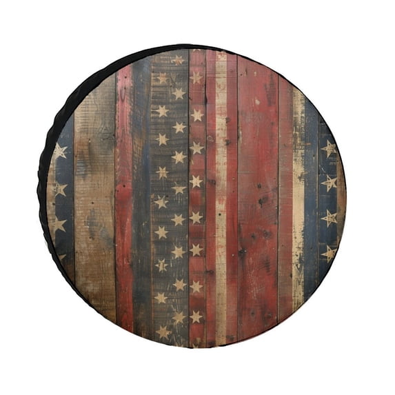 Spare Tire Cover 13 Inch American Flag Vintage Wheel Protectors Tyre Covers Weatherproof Wheel Covers Independence Memorial Day Fit for Trailers SUV Off-Road Vehicle Camper And Trucks