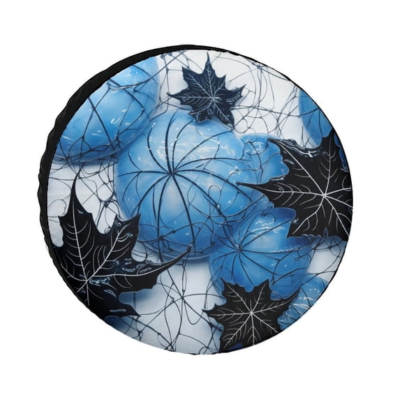 Spare Tire Cover 13inch Spider Web Blue Pumpkin Maple Leaves Waterproof Polyester Wheel Protectors Wheel Covers Welcome Fall Pumpkins for Camper Truck Travel Trailer