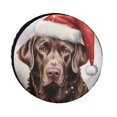thumbnail image 1 of Spare Tire Cover 15inch Chocolate Labrador Santa Hat Christmas Protectors Weatherproof Dust-Proof Xmas Lovely Dogs for Camper Trailer Truck SUV Universal, 1 of 8