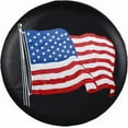 thumbnail image 1 of Spare Tire Cover, Black Wheel Cover with American US Flag PVC Leather Waterproof Dust-Proof Universal Fit for Jeep, Trailer, RV, SUV, Camper and Vehicle, 1 of 10