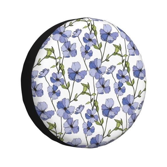Spare Tire Cover, Blue Flax Flowers Wheel Cover Tire Covers For Trailers Car Truck Camper Universal Tire Covering Fits Diameter14"-17"